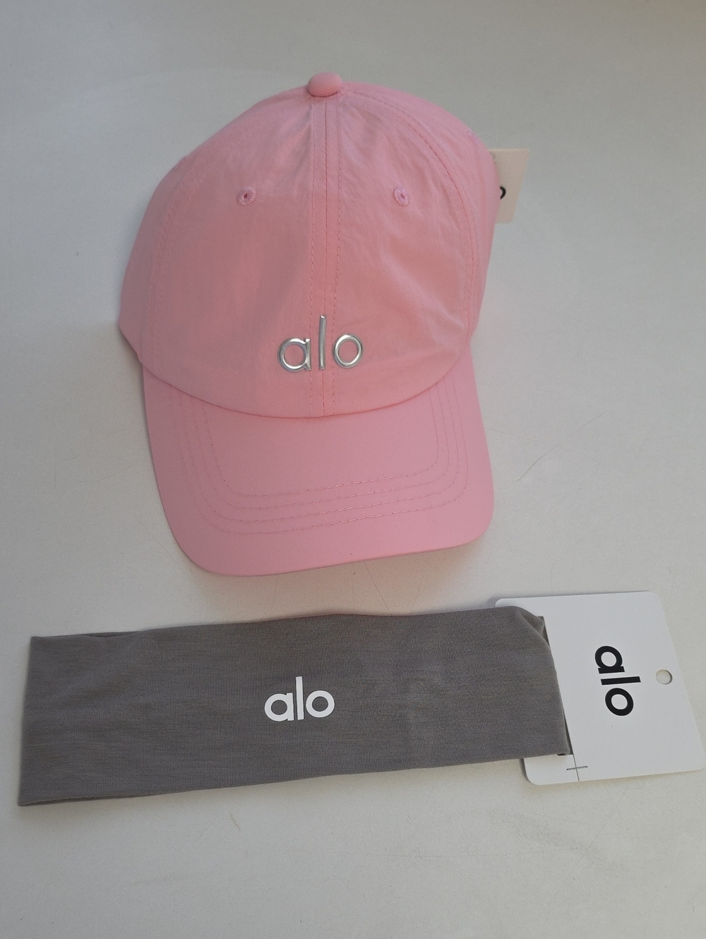 ALO Yoga Light Pink Logo Cap With Headband
